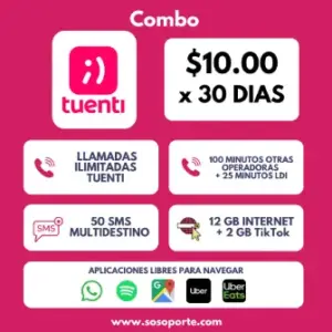 TUENTI EC COMBO - X 30 DÍAS - 10GB + 2GB