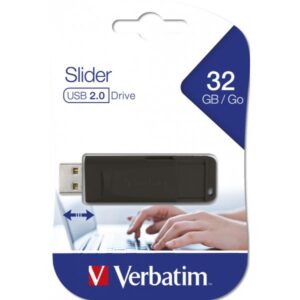 FLASH MEMORY VERBATIM SLIDER 32GB USB 2.0 BLACK